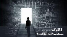  Presentation with rear view mirror - Presentation theme having way forward diagram - rear view of businessman entering background and a tawny brown colored foreground