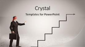  Presentation with blindfolded - Slides with way forward points - male office worker standing blindfolded background and a  colored foreground