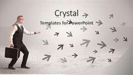  Presentation with blindfolded - Beautiful PPT layouts featuring way forward points - male office worker standing blindfolded backdrop and a  colored foreground