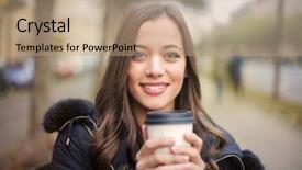  Presentation with coffee - PPT theme featuring way go - coffee to go background and a coral colored foreground