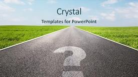  Presentation with swot analysis question mark word - Colorful PPT theme enhanced with way go - question mark symbol on long backdrop and a sky blue colored foreground