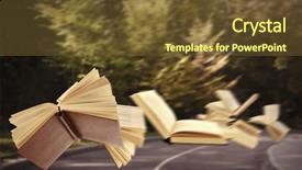  Presentation with asphalt - Presentation design featuring way library - flying books on asphalt road background and a tawny brown colored foreground
