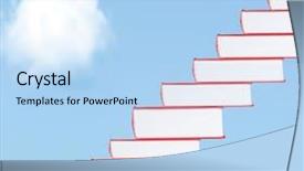  Presentation with knowledge - Cool new PPT theme with way library - knowledge staircase backdrop and a light blue colored foreground