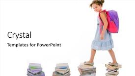  Presentation with backpack - Cool new PPT layouts with way library - portrait of girl with backpack backdrop and a white colored foreground