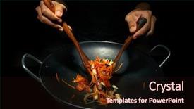  Presentation with thai culture - Presentation theme with way of cooking pad thai background and a wine colored foreground