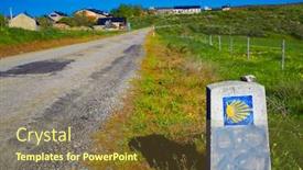  Presentation with saint - PPT layouts with way of saint james in leon shell sign at spain background and a tawny brown colored foreground