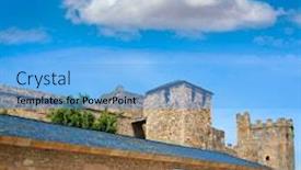  Presentation with saint - PPT theme consisting of way of saint james by ponferrada castle el bierzo of leon background and a light blue colored foreground