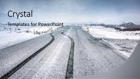 Presentation with highway dallas - PPT theme having way pole - empty snowy highway beautiful wintertime background and a light blue colored foreground