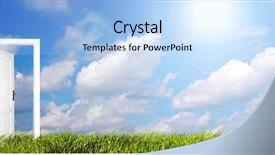  Presentation with way - Cool new PPT theme with way success - door to new world panorama backdrop and a light blue colored foreground