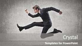  Presentation with running - Slide deck enhanced with way success - young businessman running background and a gray colored foreground