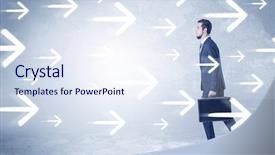  Presentation with arrows - Cool new theme with timeless - businessman walking with arrows backdrop and a sky blue colored foreground