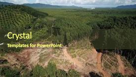  Presentation with energy conservation - Theme featuring ways energy conservation - deforestation logging excavator cutting down background and a tawny brown colored foreground