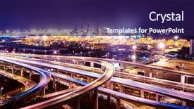  Presentation with way - Slide deck with transport city - high way beside barbor background and a navy blue colored foreground