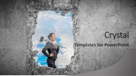  Presentation with way - Presentation theme consisting of woman hit - making your way in business background and a light gray colored foreground