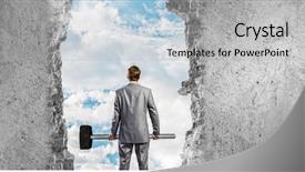  Presentation with way - Cool new PPT theme with making your way in business mixed media backdrop and a light gray colored foreground