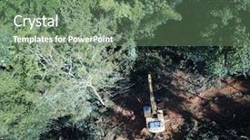  Presentation with plantation palm oil - PPT layouts consisting of ways energy conservation - deforestation logging excavator cutting down background and a ocean colored foreground