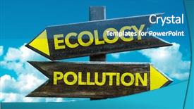  Presentation with energy conservation - Theme enhanced with ways energy conservation - ecology - pollution signpost background and a teal colored foreground
