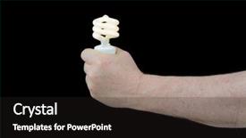  Presentation with light - Presentation design with ways energy conservation - man holding a pigtail fluorescent background and a  colored foreground