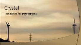  Presentation with substation - Audience pleasing theme consisting of ways energy conservation - two windmills and electrical substation backdrop and a  colored foreground