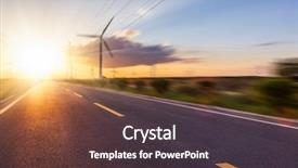  Presentation with energy conservation - Audience pleasing presentation consisting of ways energy conservation - wind turbines on landscape along backdrop and a dark gray colored foreground