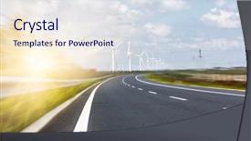  Presentation with energy conservation - Beautiful presentation theme featuring ways energy conservation - wind turbines on landscape along backdrop and a sky blue colored foreground