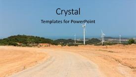  Presentation with wind turbines - PPT theme with ways energy conservation - wind turbines on landscape along background and a light blue colored foreground