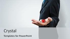  Presentation with gambling - PPT layouts having ways lucky - close up of businessman throwing background and a light gray colored foreground
