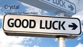  Presentation with good luck - PPT theme consisting of ways lucky - good luck direction sign background and a teal colored foreground