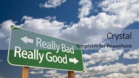  Presentation with good bad choice - Beautiful PPT theme featuring ways lucky - really bad really good green backdrop and a light blue colored foreground