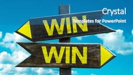  Presentation with win win - Audience pleasing slide deck consisting of ways lucky - win win signpost with sky backdrop and a teal colored foreground