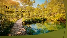  Presentation with water ways - Amazing PPT theme having ways paths picture - majestic view on turquoise water backdrop and a gold colored foreground