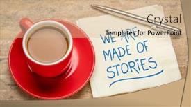  Presentation with storytelling - Slides featuring we-are-made-of-stories background and a coral colored foreground