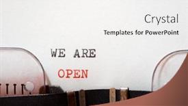  Presentation with open meetings sunshine - Presentation design featuring we-are-open-phrase-written background and a white colored foreground