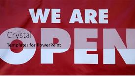  Presentation with vinyl - Slide set with we-are-open-red background and a violet colored foreground