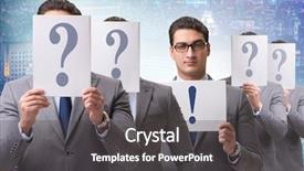  Presentation with questions - Beautiful PPT layouts featuring we have answers - businessman having answer to many backdrop and a dark gray colored foreground