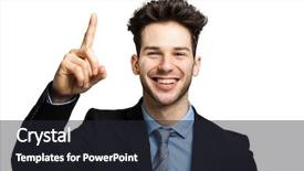  Presentation with solution - Audience pleasing PPT theme consisting of we have answers - young businessman having the solution backdrop and a dark gray colored foreground