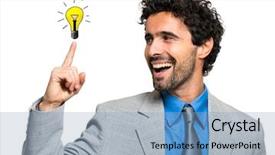  Presentation with problem solution 3d illustration - Beautiful PPT theme featuring we have answers - young businessman having the solution backdrop and a light blue colored foreground