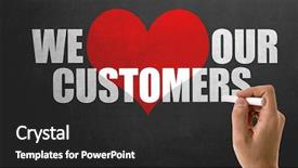  Presentation with customer service - Audience pleasing PPT theme consisting of we love our customers backdrop and a dark gray colored foreground