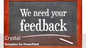  Presentation with business communication - Beautiful slide deck featuring we-need-your-feedback-white backdrop and a tawny brown colored foreground