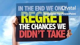  Presentation with end of life care - Colorful presentation design enhanced with we only regret the chances backdrop and a teal colored foreground