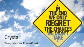  Presentation with airplane taking off sky - Slide set consisting of we only regret the chances background and a light blue colored foreground