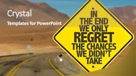  Presentation with lonely desert road - Beautiful PPT theme featuring we only regret the chances backdrop and a violet colored foreground
