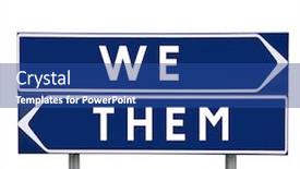  Presentation with road signs - Beautiful theme featuring we or them choise on road signs isolated backdrop and a ocean colored foreground