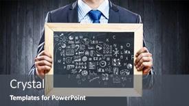  Presentation with teach - Slide deck enhanced with we teach you right business mixed media background and a dark gray colored foreground