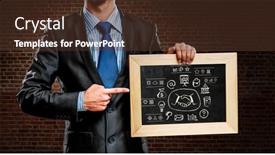  Presentation with teach - Slide deck featuring we-teach-you-right-business background and a tawny brown colored foreground