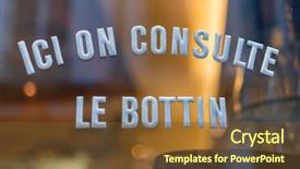  Presentation with translation - Slide deck having we use the phone directory background and a  colored foreground