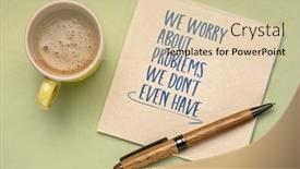  Presentation with cup coffee - Theme having we-worry-about-problems background and a lemonade colored foreground