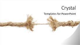  Presentation with hanging rope pictures white - Slide deck featuring weak link - torn rope isolated on white background and a white colored foreground
