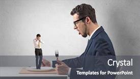  Presentation with power steering - Audience pleasing PPT layouts consisting of weakness - tiny scared weak businessman almost backdrop and a dark gray colored foreground