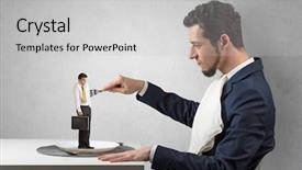  Presentation with statue of aristotle a great - PPT theme featuring weakness - tiny scared weak businessman almost background and a light gray colored foreground